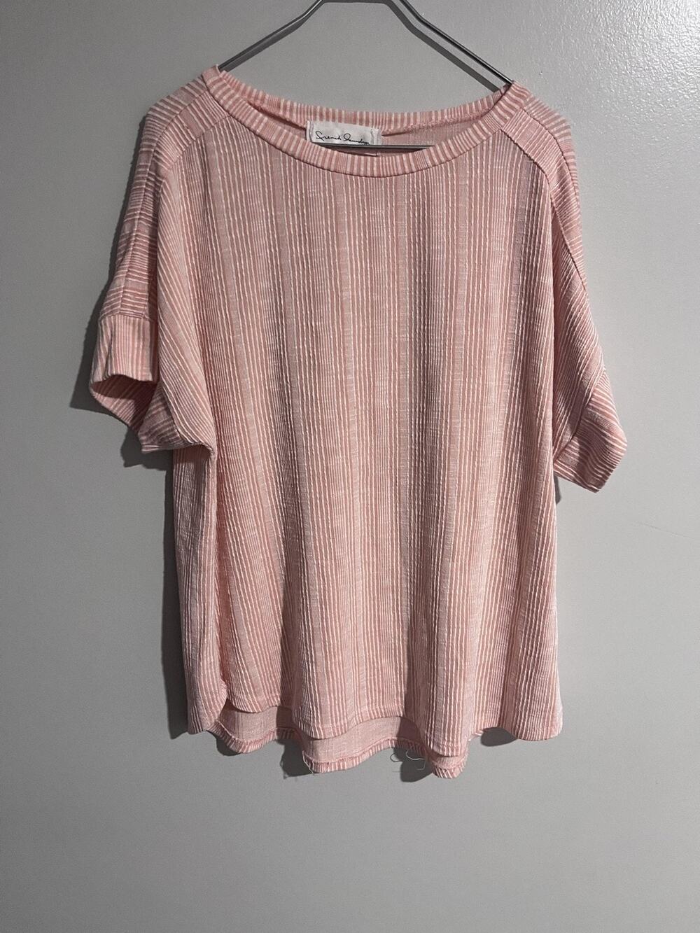 French Laundry T-Shirt Womens 3X Pink Tunic Oversized Striped Lightweight Casual